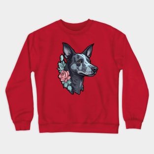 Floral black dog Crewneck Sweatshirt